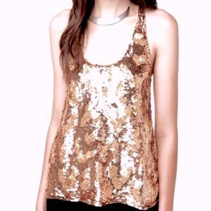 Urban Outfitters Dallin Chase Champagne Sequin Racerback Tank